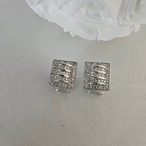 A Pair of .925 Sterling Silver  White CZ Earrings